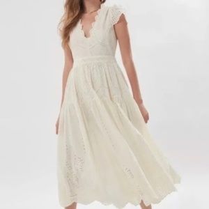 Urban Outfitters UO Wild Daisy Eyelet Tie-Back Midi Dress Size Medium